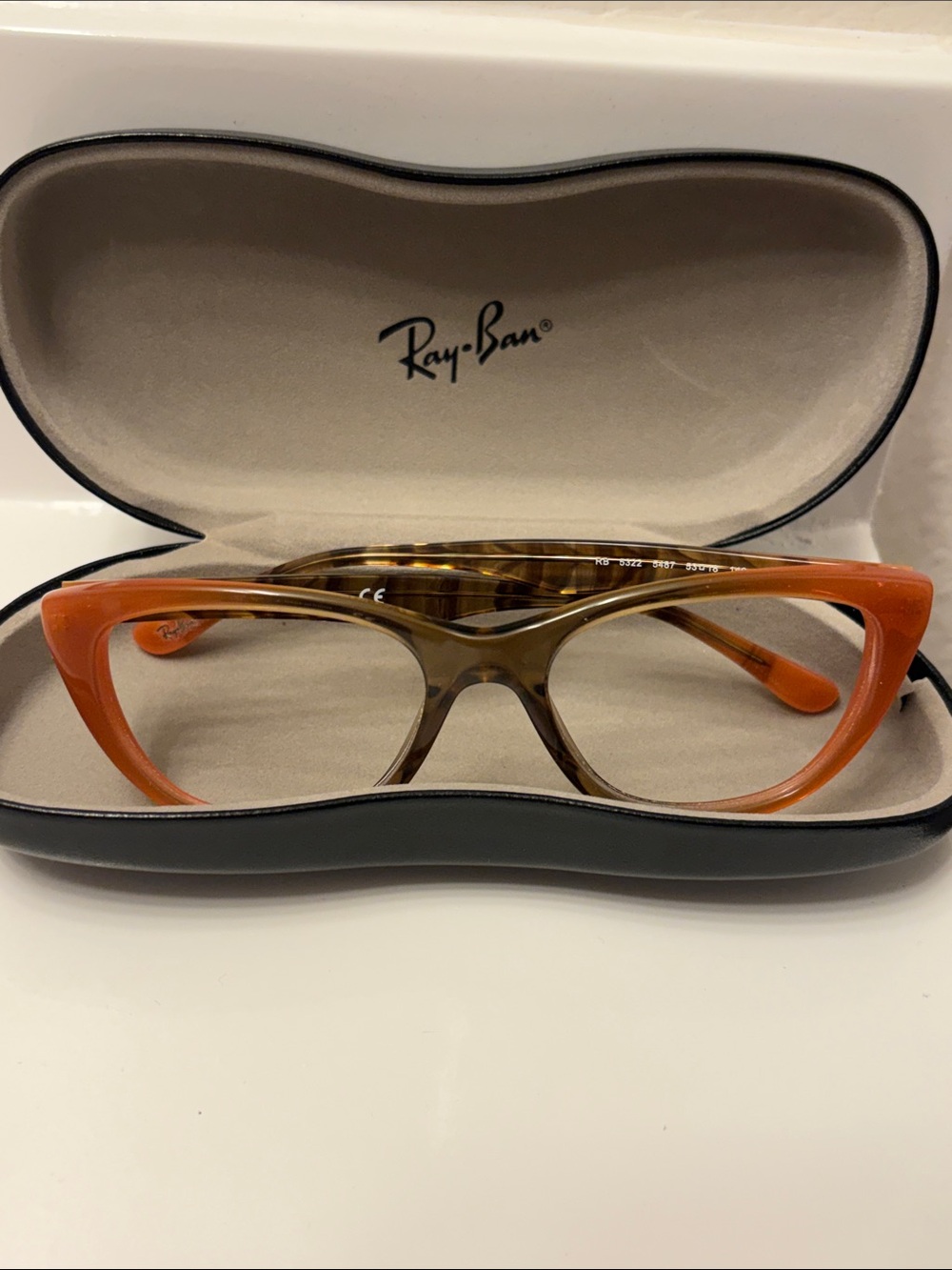 Ray-Ban Two-Tone Cat Eye Frames — Orange & Brown Tortoise
